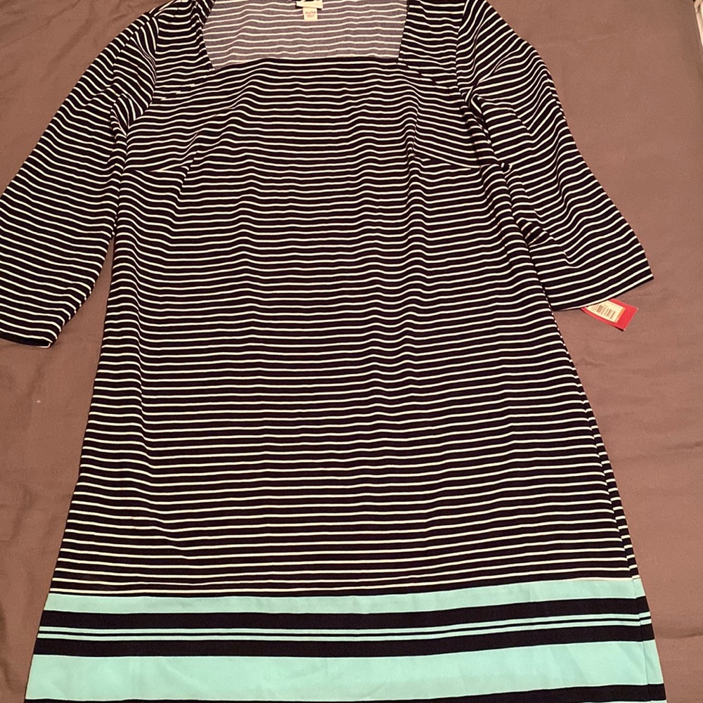 Striped navy & turquoise dress
